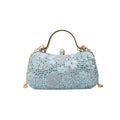 Casual Luxury Evening Banquet Bag Rhinestone Flower Ladies Clutch Bag Phone Pouch Shiny Chain Crossbody Bag Wedding
