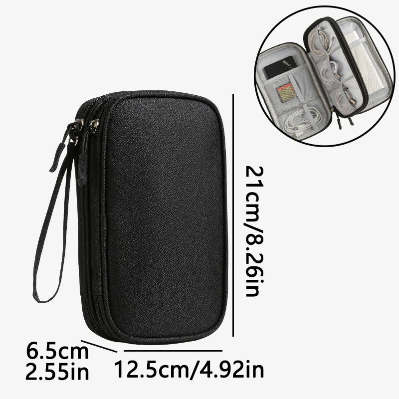 1 New Data Cable storage Bag Travel Storage Bag Portable Waterproof Double-layer Storage Bag Wire Storage Box
