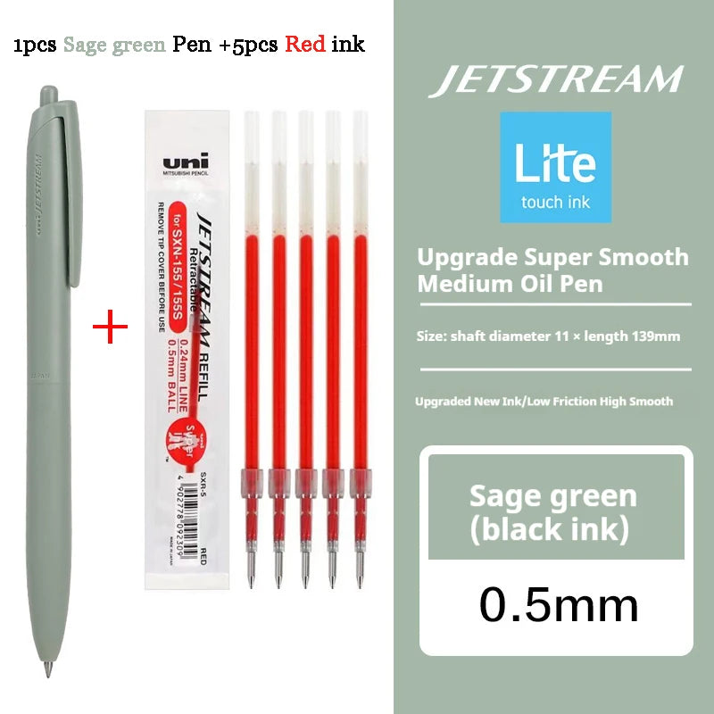 Uni Permanent Ballpoint Pen Jet Stream Anti-slip Cloudy Recycled Eco Shell Friction Super Smooth Ink Oil Pens Portable Supplies