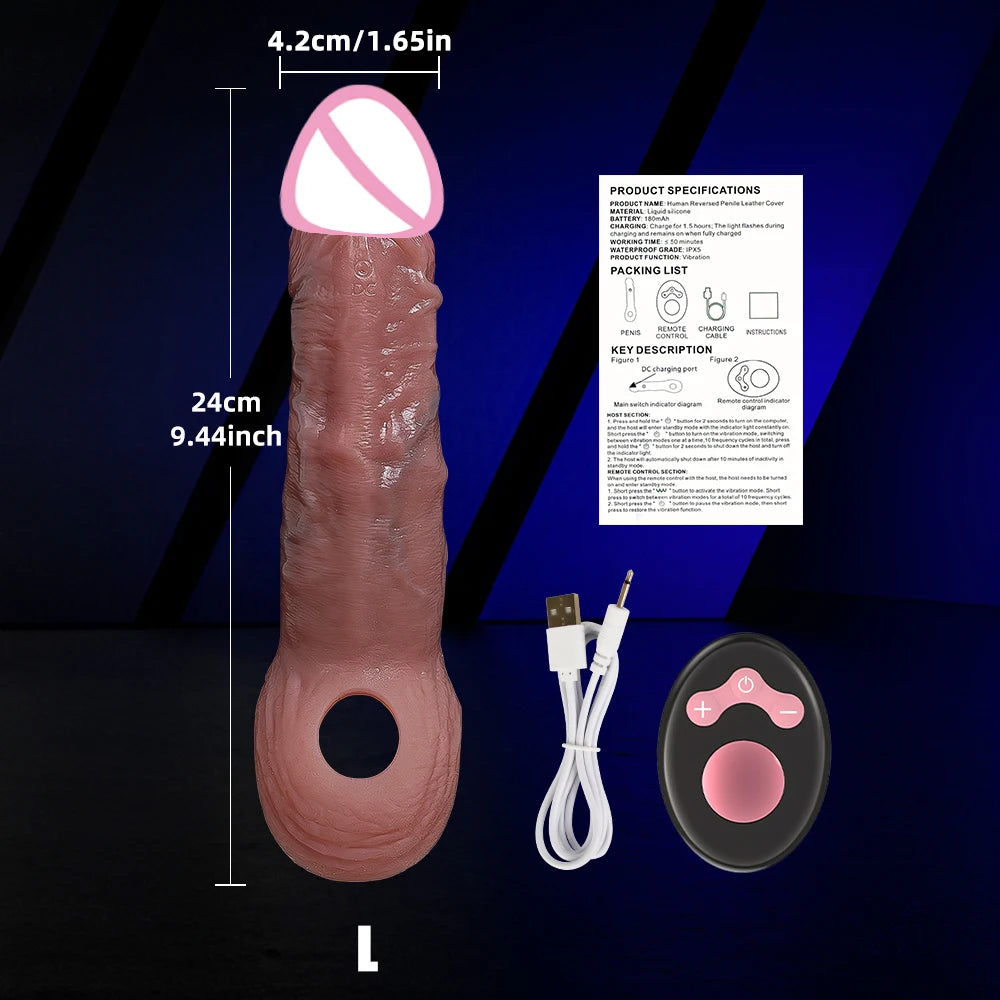 Dick Sleeve Enlargement Lock Sperm Penis Ring Adult Men Sex Toy Enlarged and Thicken Cock Sleeve Soft Silicone Male 18+ Sexy Toy