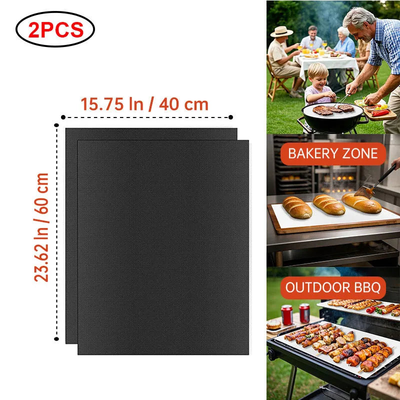 Copper Grill Mats for Outdoor Grill 60*40cm Cooking Grill Sheet Heat Resistance Kitchen BBQ Tool Reusable Easy to Clean Barbecue