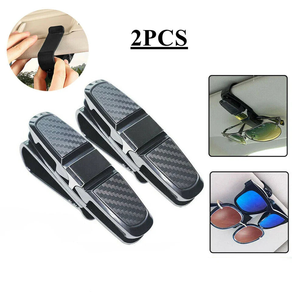2Pcs Car Sun Visor Sunglasses Clip Car Glasses Holder Portable Ticket Card Clamp ABS Eyeglasses Case Car Interior Accessories