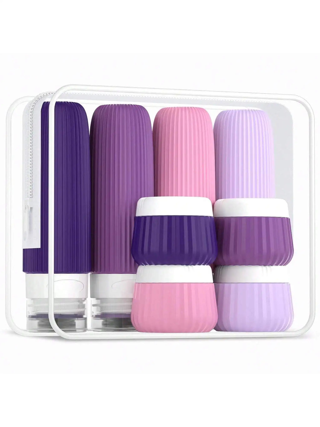 Travel Toiletry Bottles 【8Pcs】Set, 3 Ounces (about 85 Grams), Travel Toiletry Containers, Leak-Proof Squeezable Silicone Travel Essential Cream Jars. 【Travel】Seasonal and 【Ship and Plane】Travel Essentials