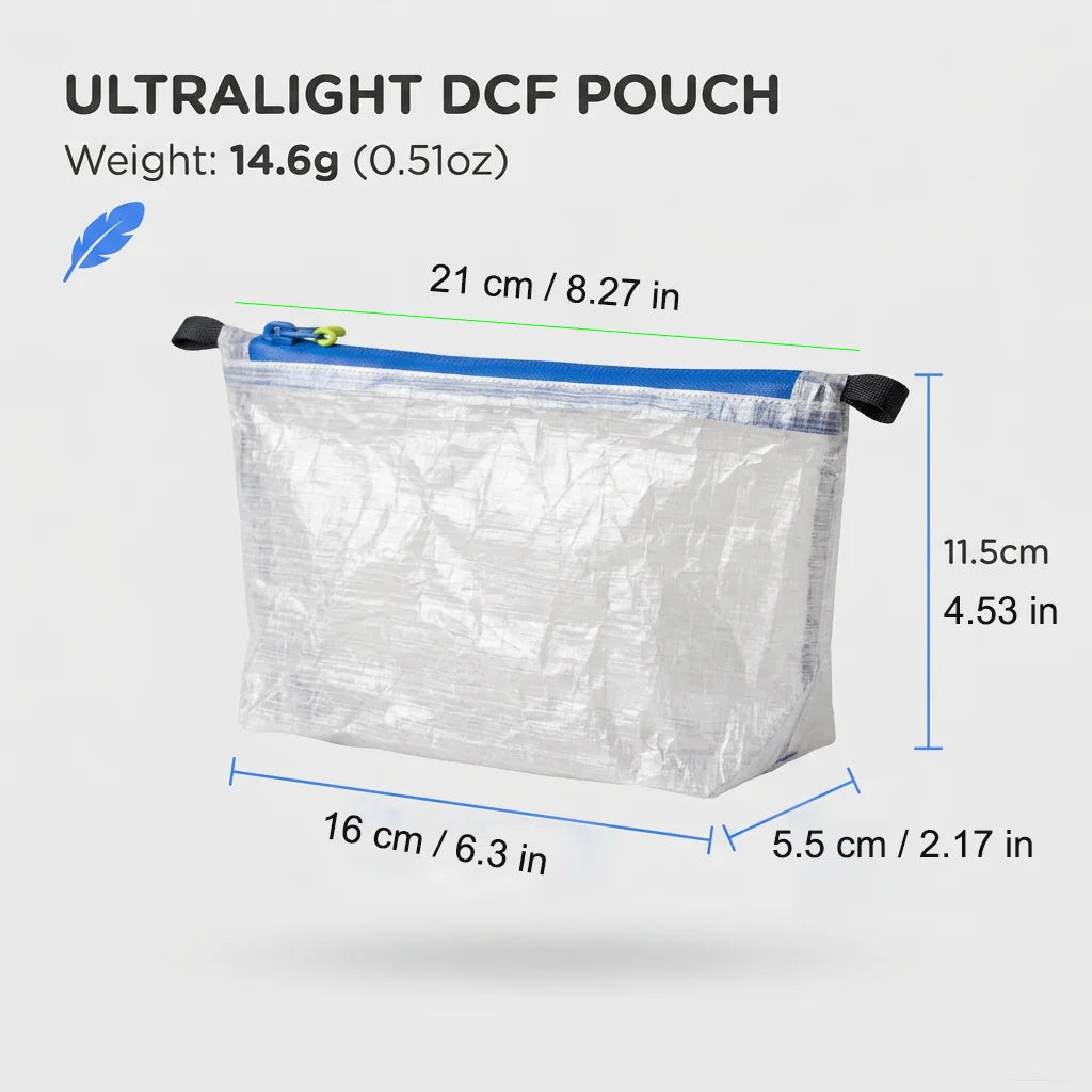 14.6g Outdoor DCF Pouch Passport Key Ultralight Toiletry Sack Bag Zipper Hiking Camping Gear Organizer Storage Bag