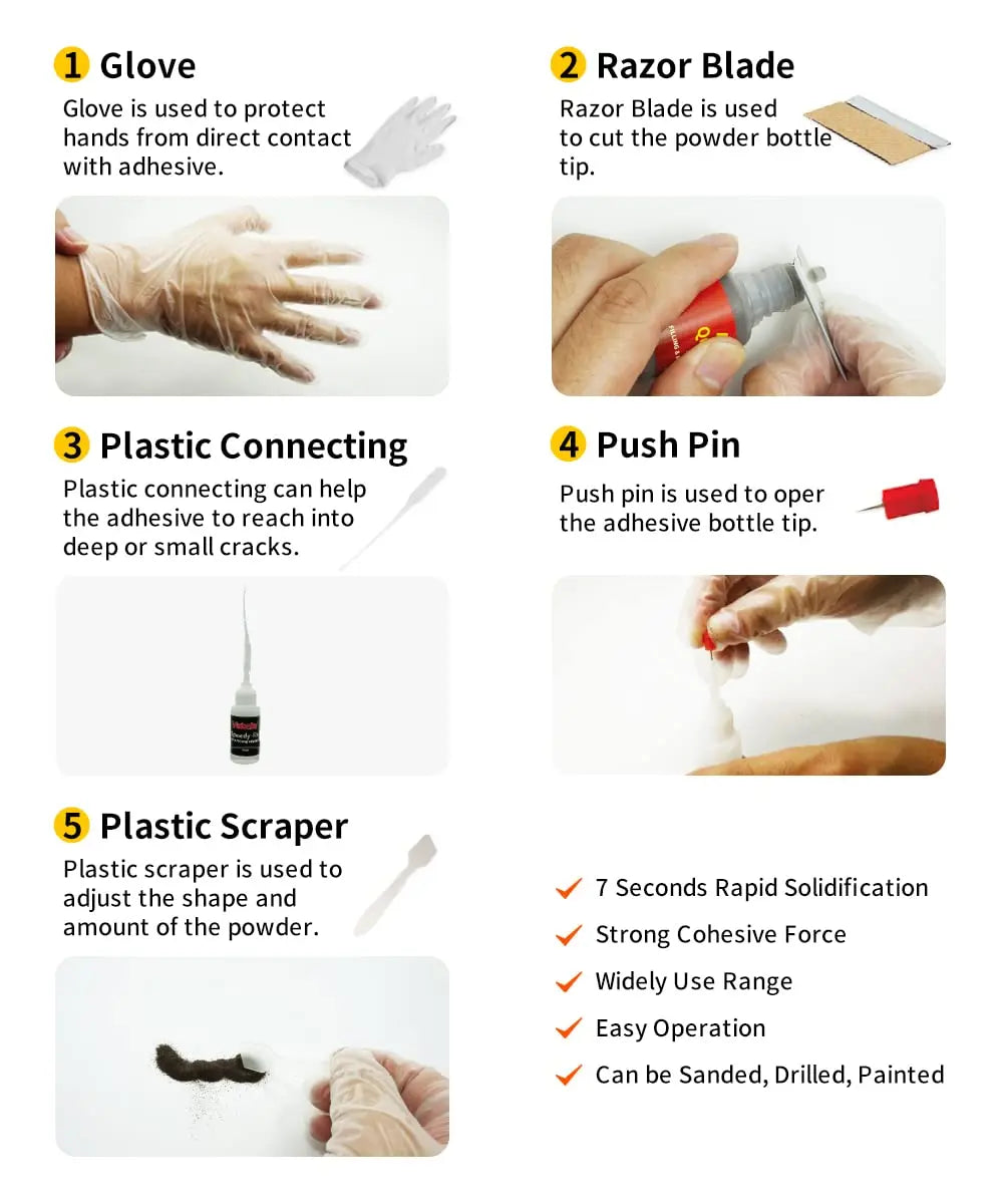Super Glue Speedy Fix Metal Plastic Adhesive Welding Glue Strong Liquid Powder 7 Seconds Wood Repair Universal Caulk Adhesive