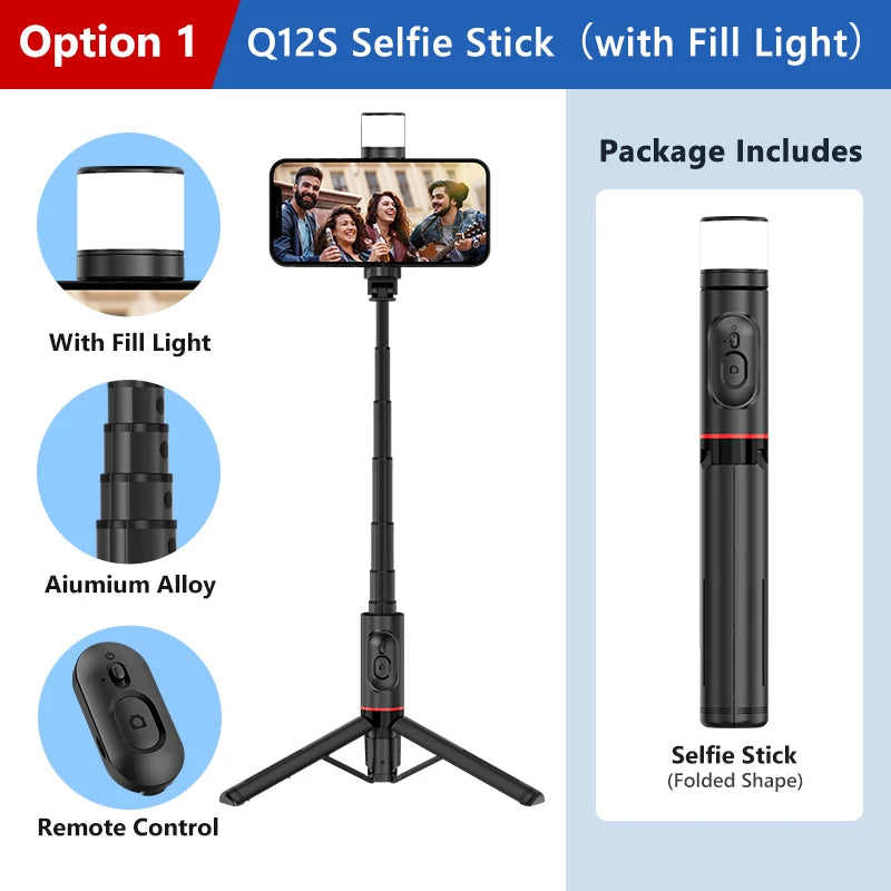 LISCN 85cm Selfie Stick with Light Extendable All in One Phone Tripod Integrated Tripod Stand Compatible with All Cell Phones