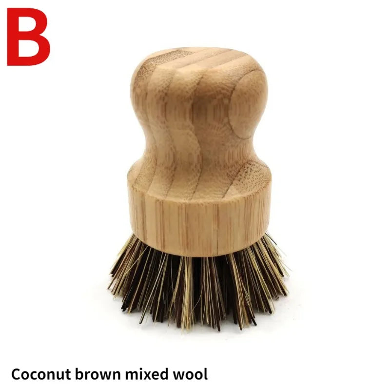 1pc/2pcs Bamboo Dish Scrub Brush Soap Dish Kitchen Wooden Dish Scrubber Cleaning Brush for Washing Dish Cast Iron Pan Pot