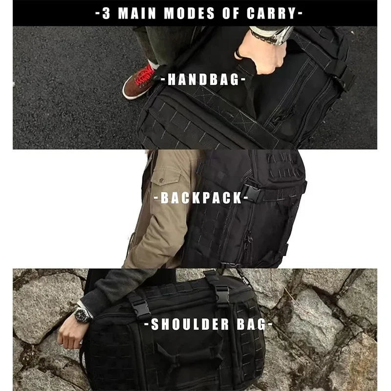 45L Tactical 3 in 1 Camping/Gym/Duffel Shoulder Bag with MOLLE System, Waterproof Fitness & Travel Luggage for Men