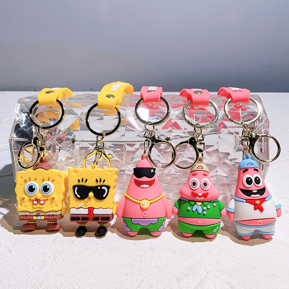 Kawaii Anime Spongebob Squarepants Patrick Star PVC Keychain Backpack Decoration Birthday Gift For Children
