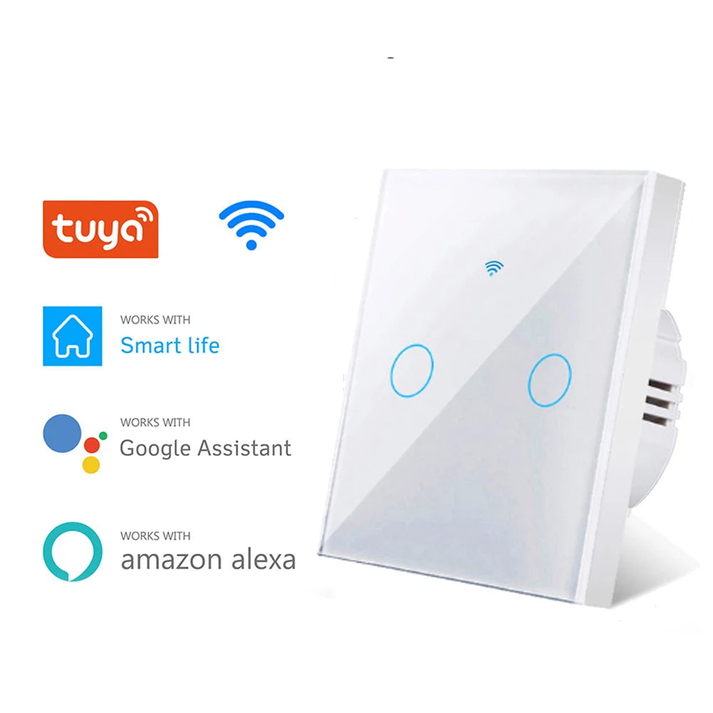 AXUS EU WiFi Smart Light Switches Touch Switch RF433 No Neutral Wire Work With Tuya Smart Life App Control Alexa Google Home