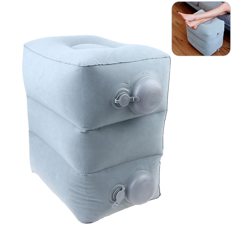 Inflatable Footrest Pillow PVC Flight Sleeping Footrest Rest Pillow 3 Layer Height Adjustable Car Bus Travel Foot Rest Pillow