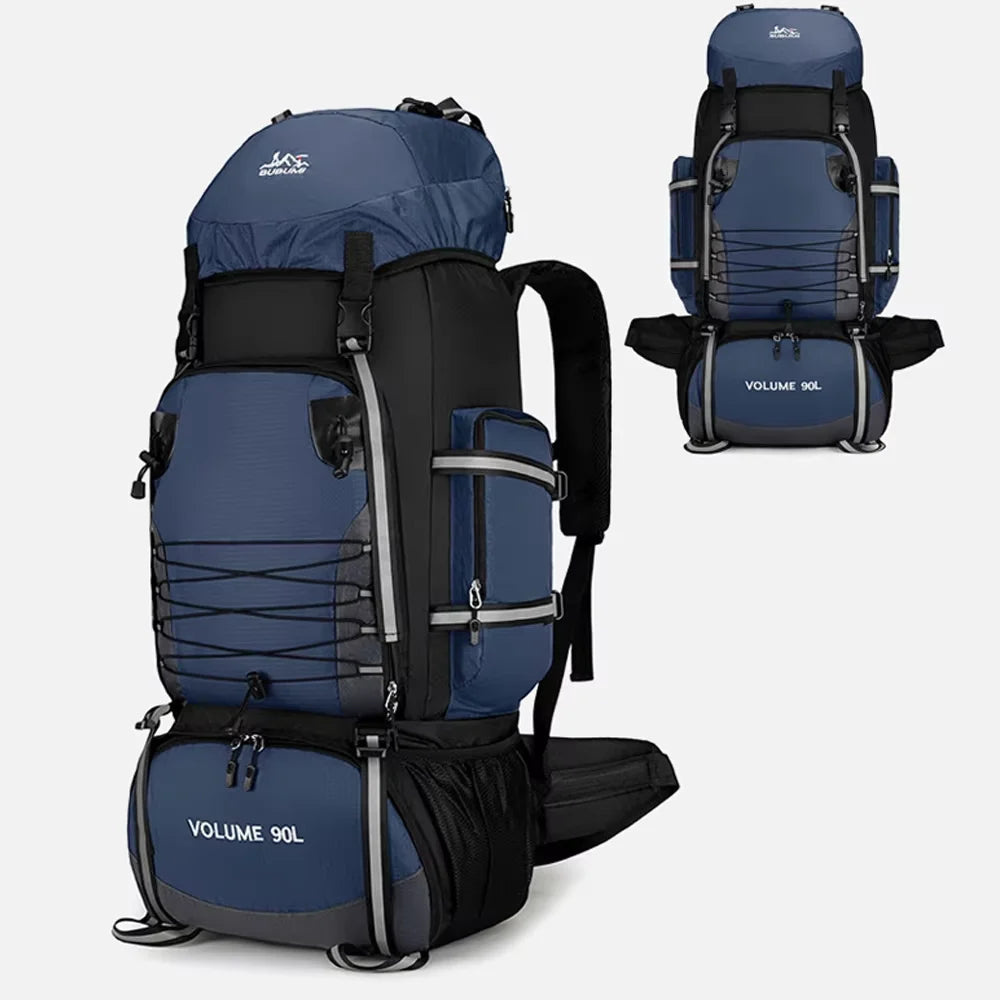 90L Outdoor Mountaineering Backpack Large Capacity Sports Bag Waterproof Hiking Travel Bag Optional Reflective Strip Backpack