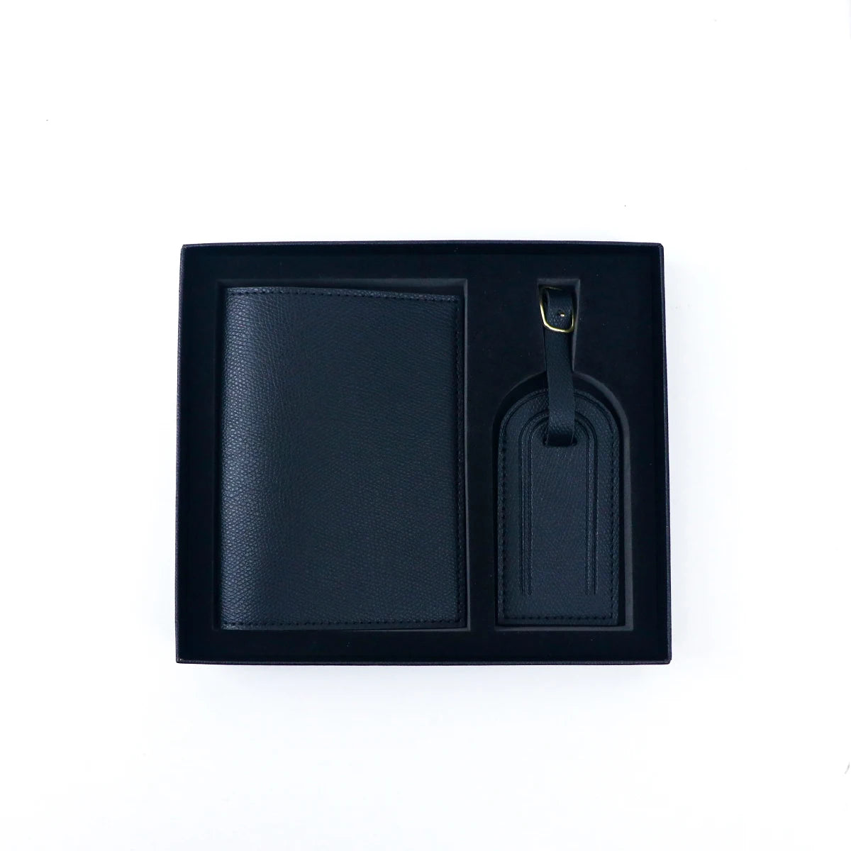 Customized name pu leather travel passport holder and luggage anti-loss label with essential travel gift box