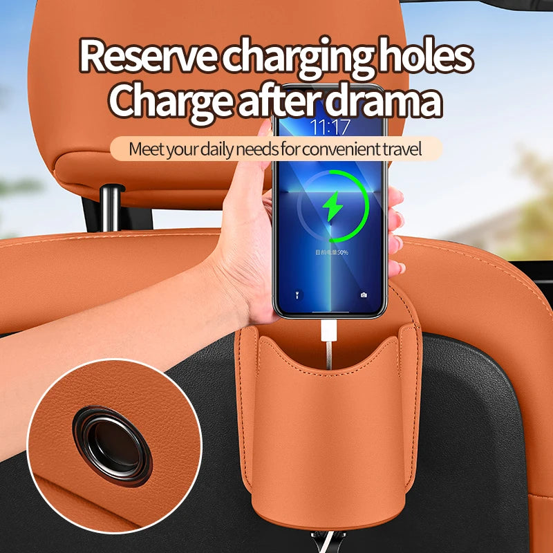 Car Seat Cup Holder Car Seat Back Phone Hook Car Seat Storage Holder Rear Seat Storage Box Car Seat Back Storage Bag with Hook