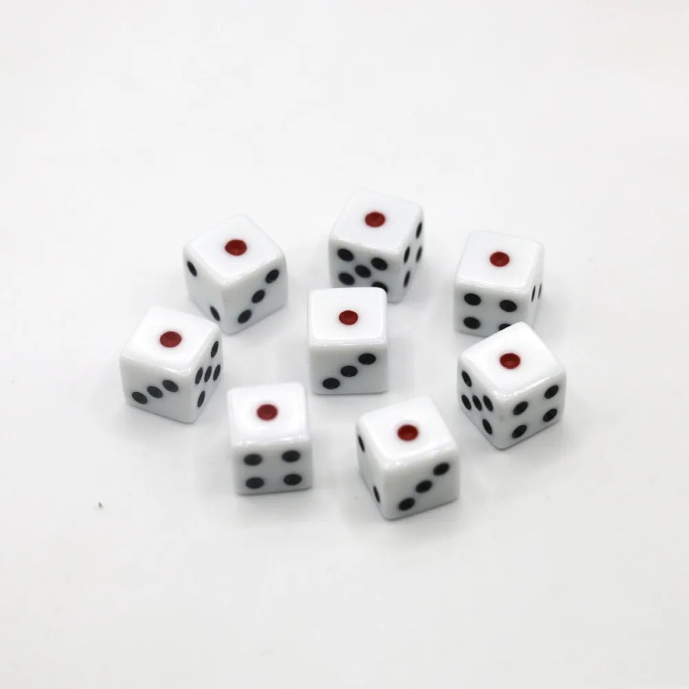 5Pcs/10Pcs 14mm/10mm 6 Sided Drinking Dice Acrylic White Dices Point Dice Set Game Accessory Round Corner Cubes RPG Dice
