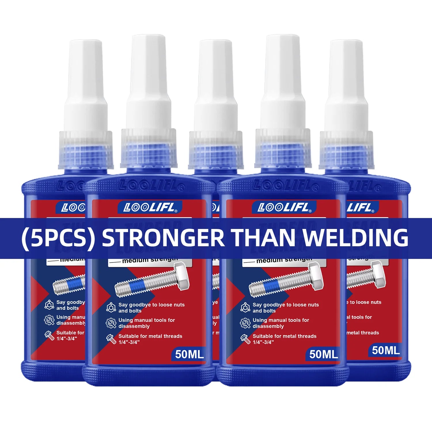 50ML 5PCS Threadlocker Screw Glue Quickly Cured Thread Locking Agent Anaerobic Adhesive Corrosion-Resistant Anti-Loosening Glue