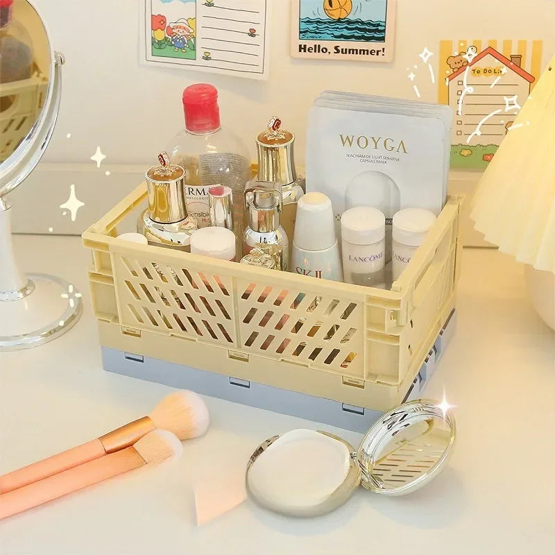 6Color Foldable Storage Baskets Student Desktop Holder Tape Stationery Cosmetic Storage Box Home Office Organizer Container