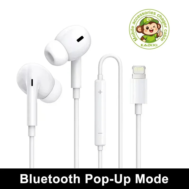 Original Earphones For Apple iPhone 14 Pro Max Lightning Headphones 13 12 11 Mini X XS XR SE 6 7 8 Plus Wired In-Ear Call Earbud
