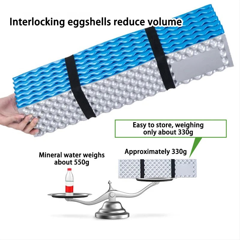 Portable Foldable Egg Crate Foam Pad Thickened Aluminum Foil Sleep Mat Moisture Proof Insulation Mat for Travel Picnic Camping