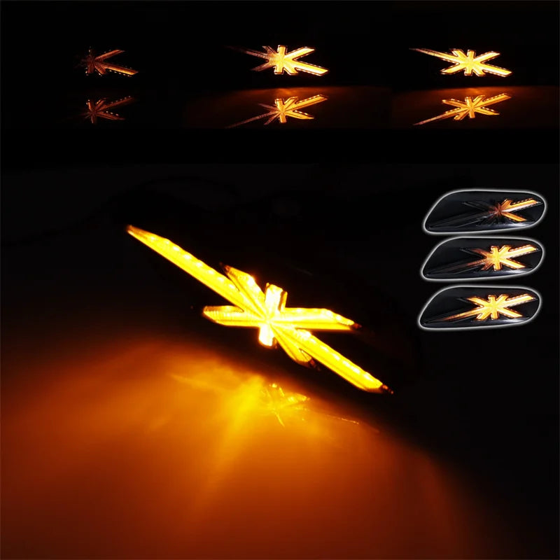 For Mini Cooper F55 F56 Hatchback & F57 Convertible Union Jack Pattern Sequential Amber LED Front Side Marker Turn Signal Lights