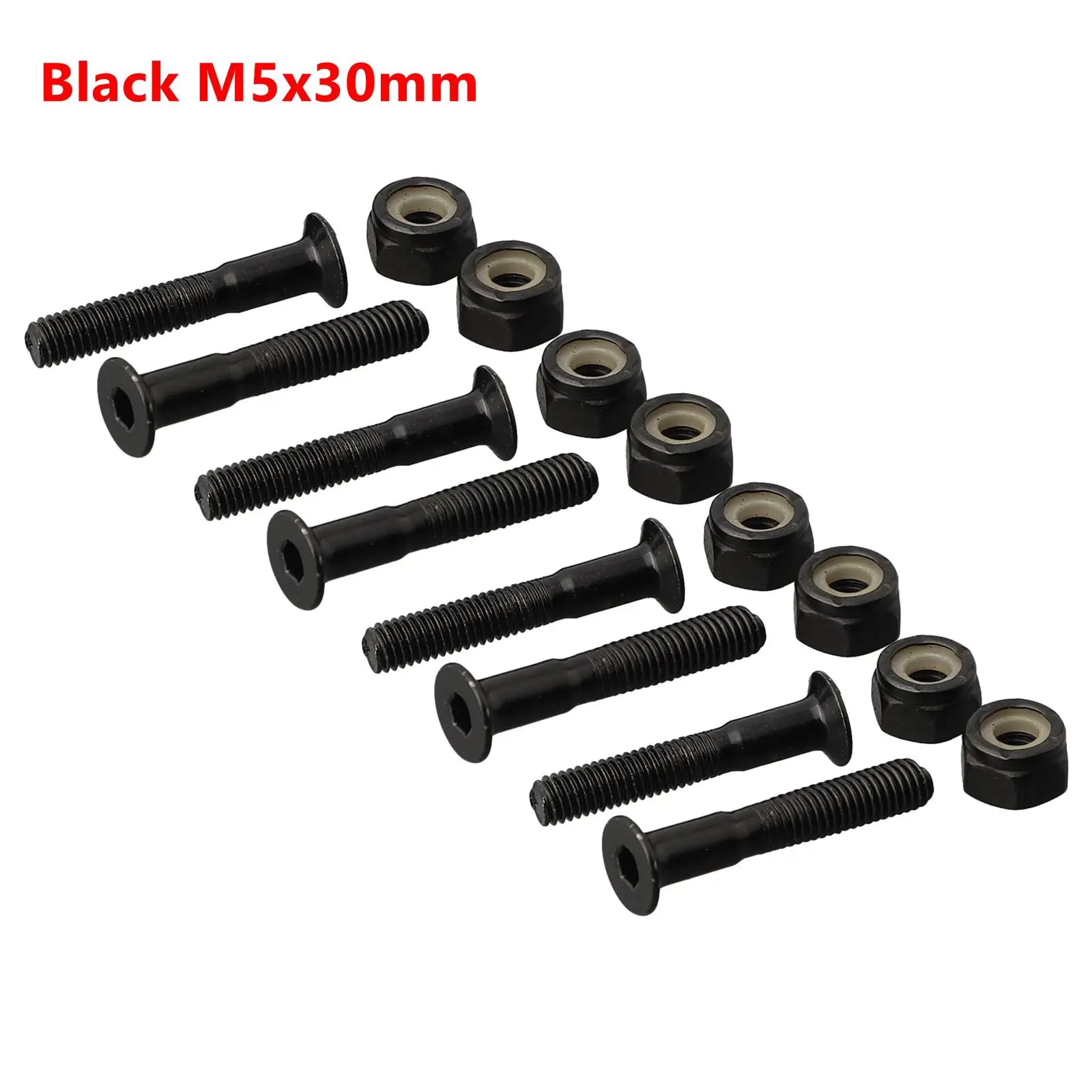 16Pcs Screws Bolts+Nuts 25/28/30mm Accessories Carbon Steel Long Board M5 Nuts Replacement Skateboard Tool