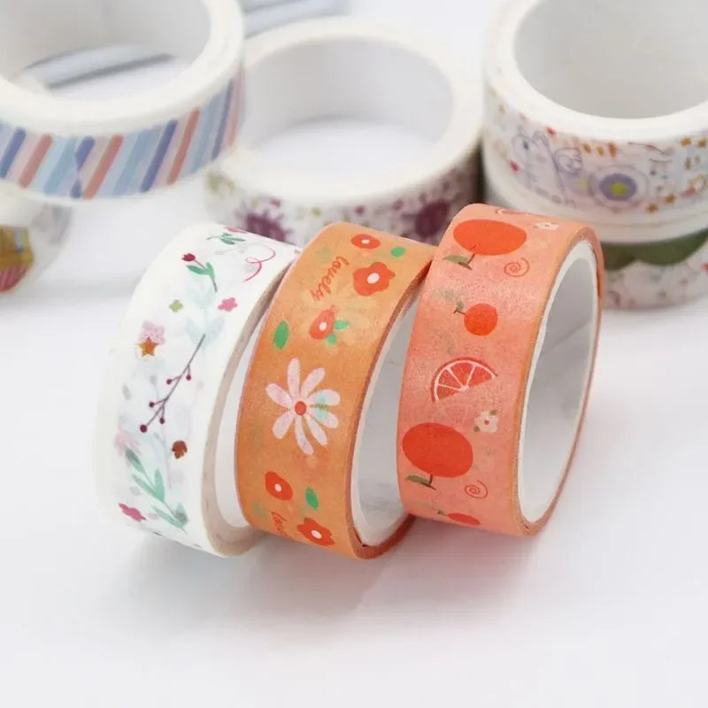 60 PCS/Set Cute Washi Tapes Japanese 1.5cm Adhesive Decorative Masking Tape Scrapbook Stationery Stickers School Supplies