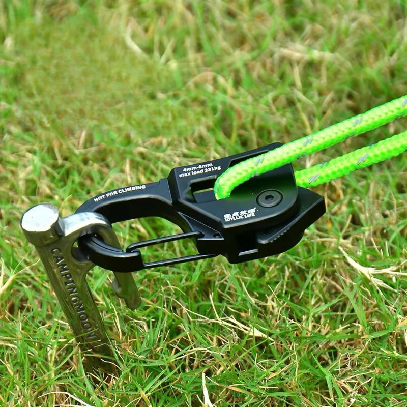 1/6PCS Aluminum Alloy Adjuster Tent Rope Tensioner Auto-locking Strong Load-Bearing Tent Rope Tarp Tensioner Camping Gadgets