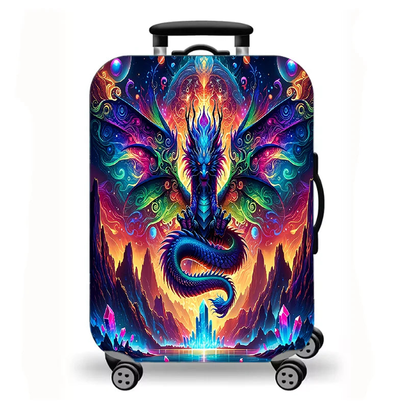 Luggage Cover, Fantasy Dragon Mythical Creature Print Stretch Suitcase Protector, Washable Anti-Scratch Travel Baggage Cover