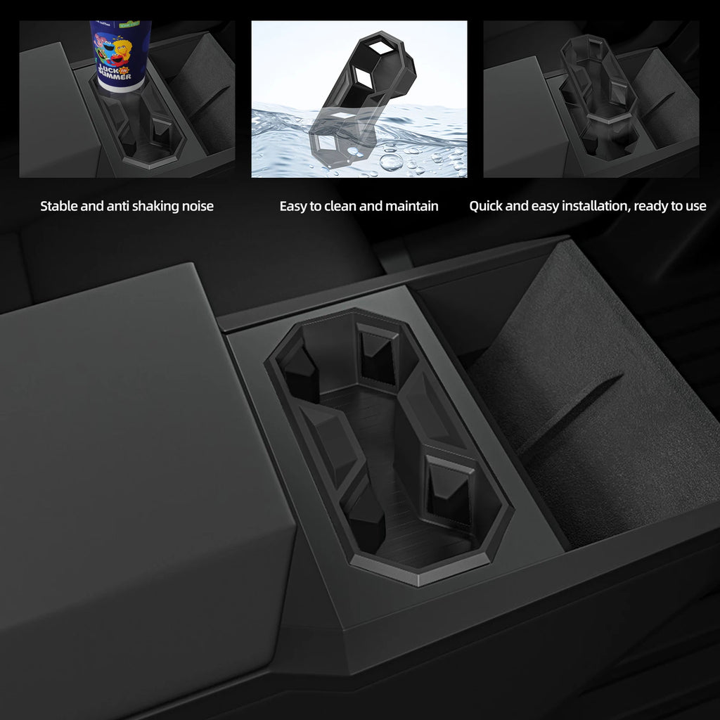 Smabee for Tesla Cybertruck 2024 2025 2026 Water Cup Holder Storage Box Silicone Shock-Absorbing Central Tidying Car Accessories