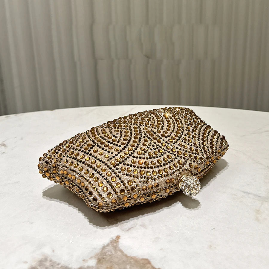 Wedding Party Clutch Purse Glitter Banquet Bag Crystal Shiny Diamond Evening Bag Women's Handbag Chains Shoulder Crossbody Bags