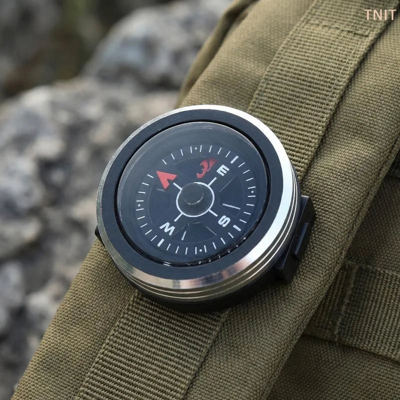 [J] Mini Portable Watch Strap Button Removable Compass Survival Mini Pocket Compass Outdoor Tools Hiking Camping Accessories
