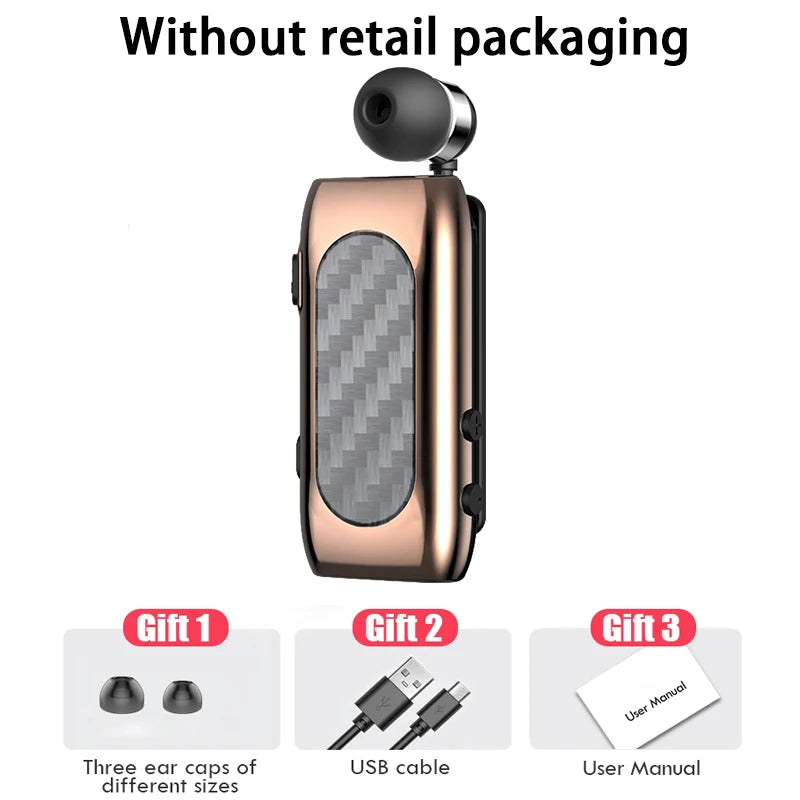 Wireless Bluetooth Headset Clip Ears In Lotus With Wire Headphone  Retractable Wire Stereo Handsfree Earbuds Ear Blues For Phone