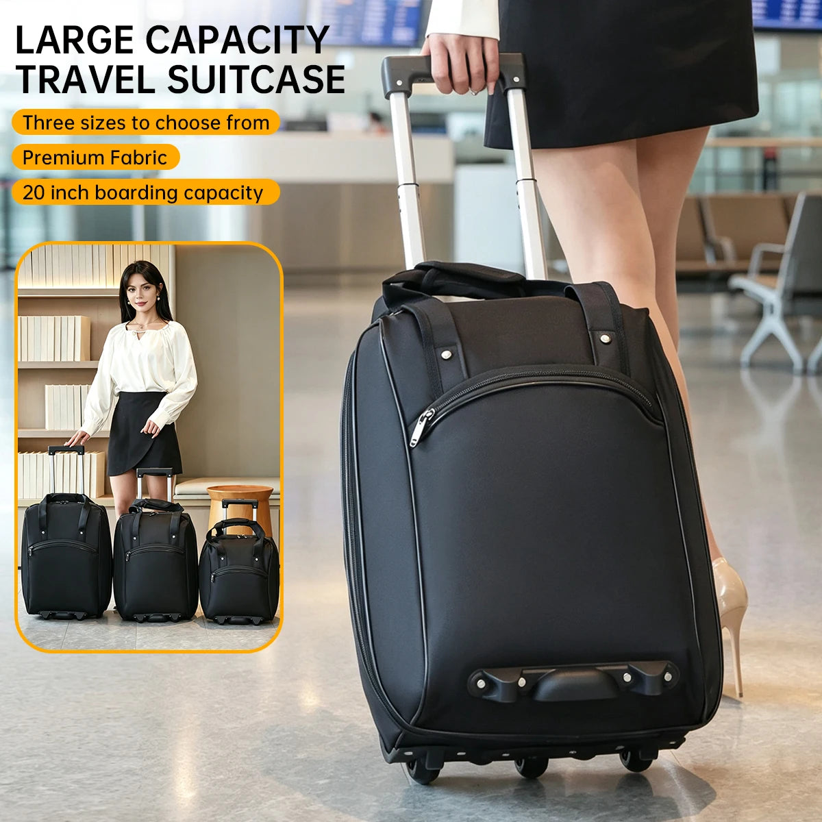 2026 New Model Oxford Cloth Luggage Bag with Large Capacity, 20inch Small Travel Trolley Suitcase Handbag