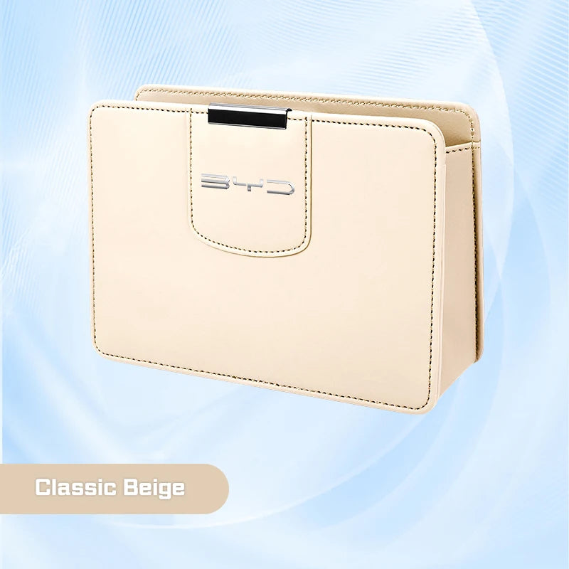 For BYD Song Plus Yuan Pro Tang EV F0 F3 Seal u DMi Han Car Leather Trash Can ,Door Garbage Bag, Seat Back Hanging Storage Box