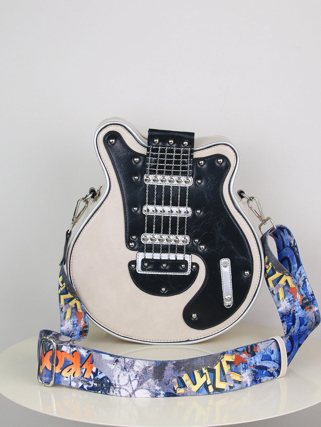 Personality Creative Y2K Hot Girl American Retro Guitar Shape Bag Bass Guitar Special-Shaped Bag Shoulder Bag Messenger Bag Tren