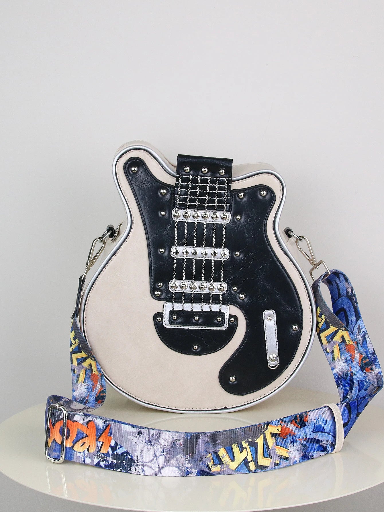 Personality Creative Y2K Hot Girl American Retro Guitar Shape Bag Bass Guitar Special-Shaped Bag Shoulder Bag Messenger Bag Tren