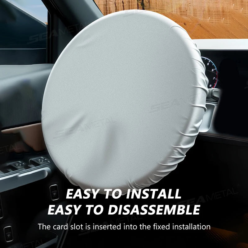 SEAMETAL Car Steering Wheel Anti-Heat Sun Shade Cover Sunscreen Insulation Sun-proof Anti-UV Protect Shield Interior Accessories