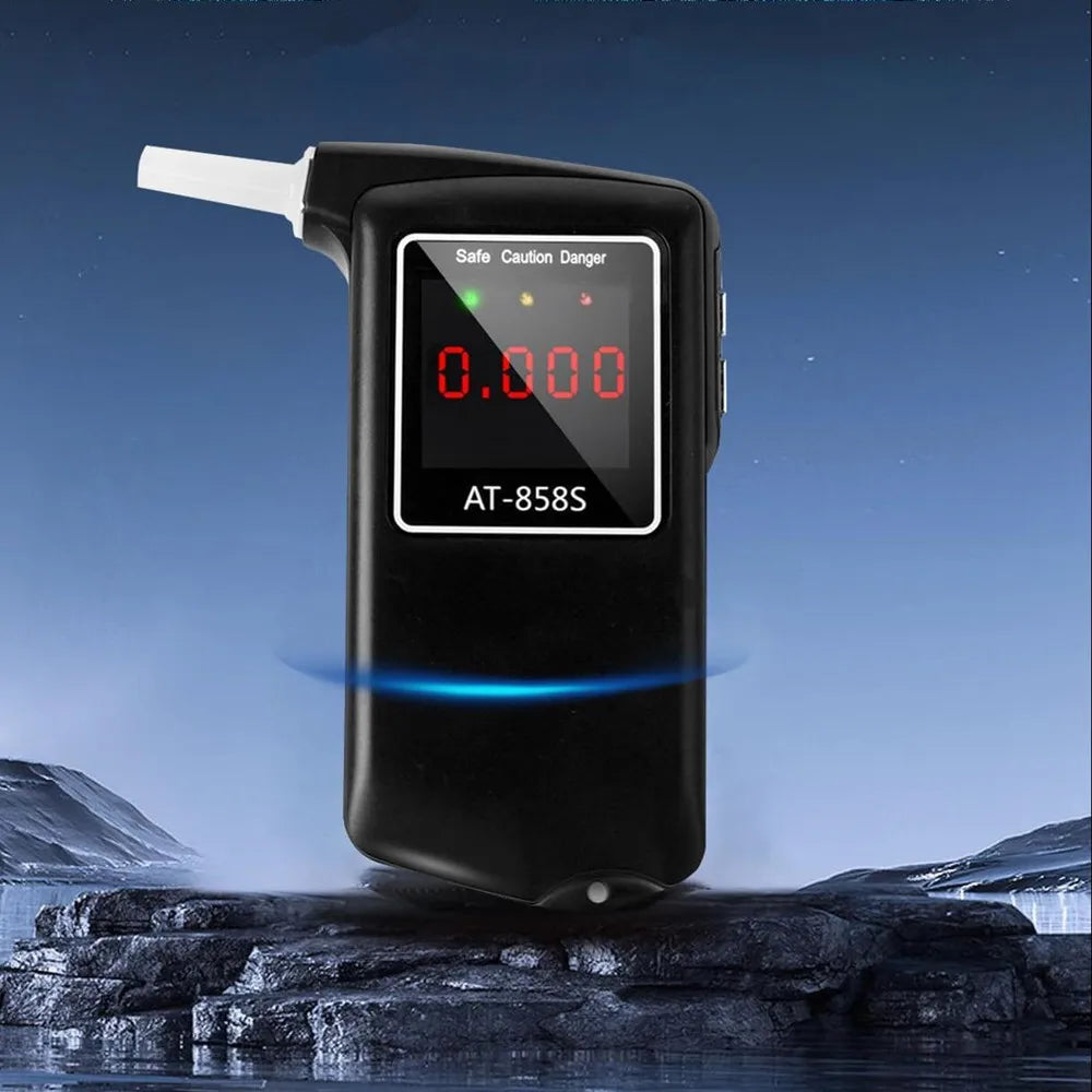 GREENWON Professional Accurate Breath Alcohol Tester Breathalyzer AT-858S Portable Alcohol Meter Detector with Mouthpieces