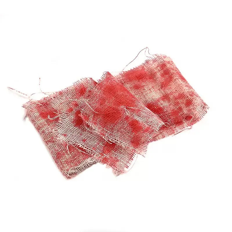 1PC Bloody Gauze Strips Roll with Caution Tape for Halloween Haunted House Decoration Creepy Crime Scene Party Props