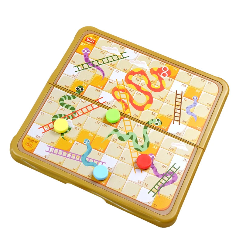 Magnetic Snake Ladder Game Portable Foldable Board Game Can Be Put in Pocket Suitable for Friend Gatherings Travel Leisure Game Christmas Birthday Gift