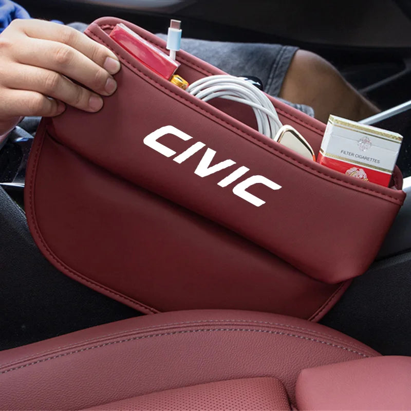Car Slit Box Organizer PU Leather Car Seat Crevice Gap Storage Bag for Honda civic 8th 10th gen 2017 2018 2019 2016