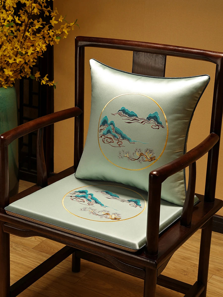 New Chinese-style Foam Chair Cushions Rosewood Sofa Cushion Cover Home Sponge Seat Cushions Embroidered Anti-slip Chair Cushions