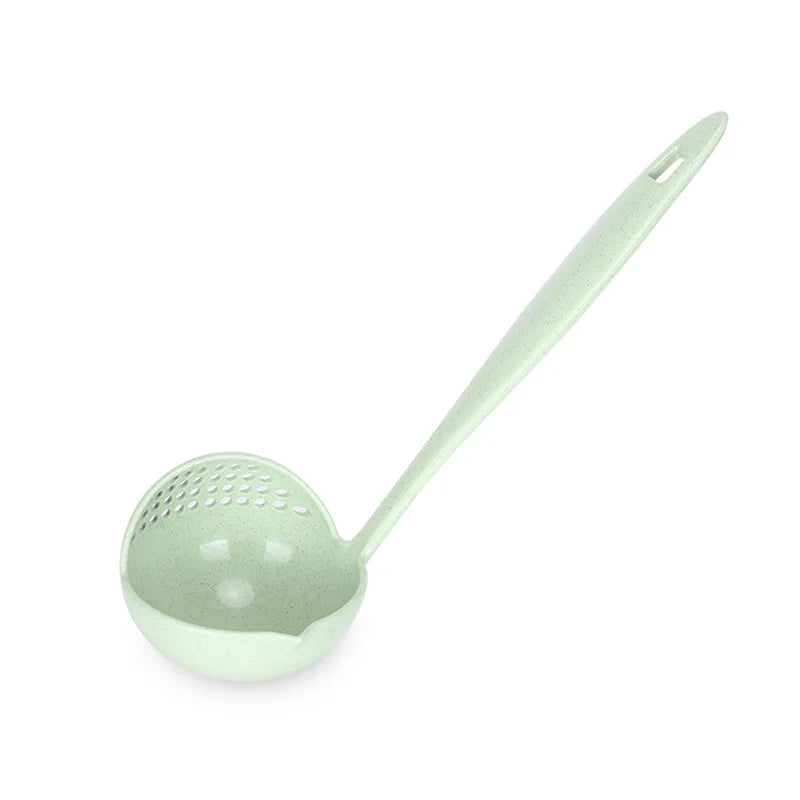 2-in-1 Soup Spoon, Long-handled Spoon Plastic Colander Filter Tableware Room Spoon Plastic Kitchen Accessories