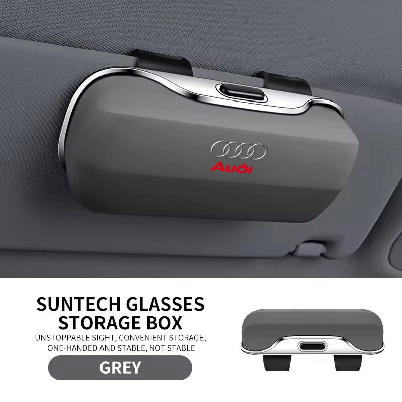 For Audi A4 A3 A6 TT S4 S5 S6 A1 A2 A5 A7 A8 Q1 Q2 Q3 Q4 Q5 Q6 Q7 Q Car Visor Sunglasses Glasses Case Clip Eyeglasses Box Holder