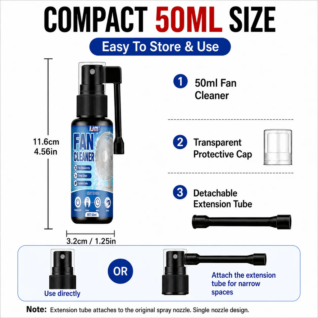 KJM Dual Spray Nozzle Car AC Fan Cleaner Spray 50ml Fast Deep Clean Dust Odor Remover Freshener For Auto Air Vent Household Fans