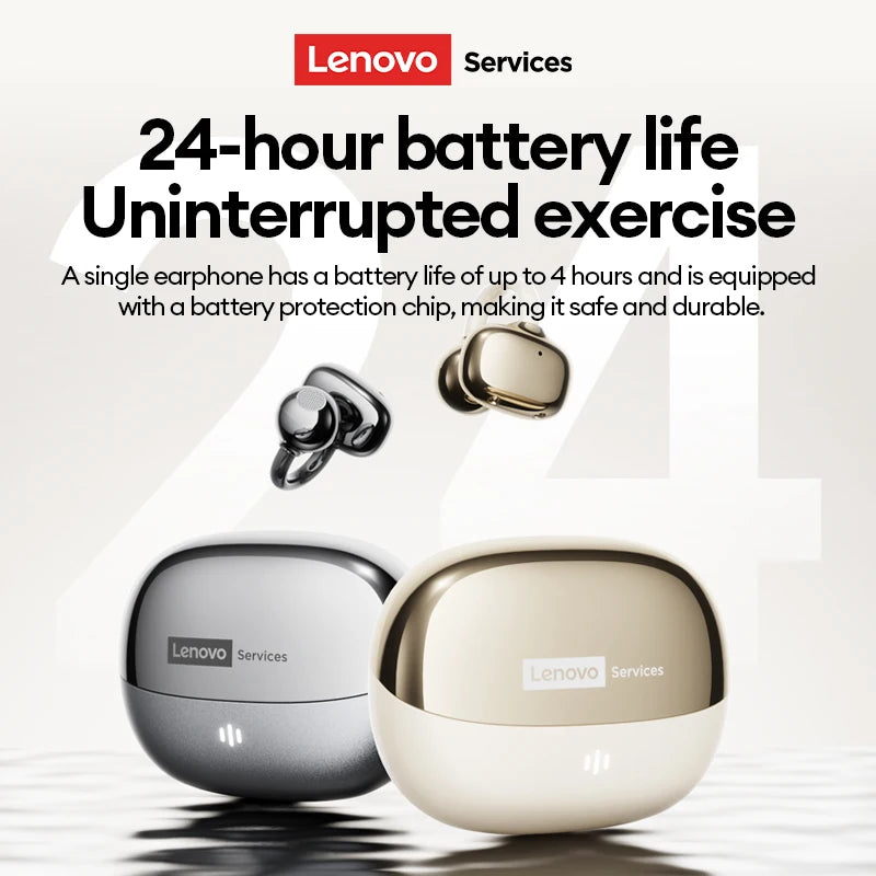 Lenovo RS103 OWS Ear Clip Earphones Wireless Bluetooth 6.0 Earbuds Sports Music 24H Long Battery Life Wireless Headphones Choice