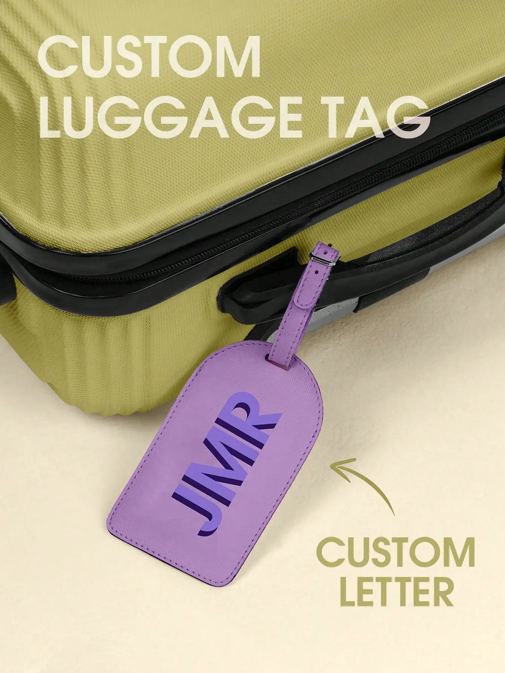 Personalized Initial Luggage Tag Custom Letter PU Leather Travel Bag Tag UV Printed Suitcase ID Label Travel Gift for Women Men