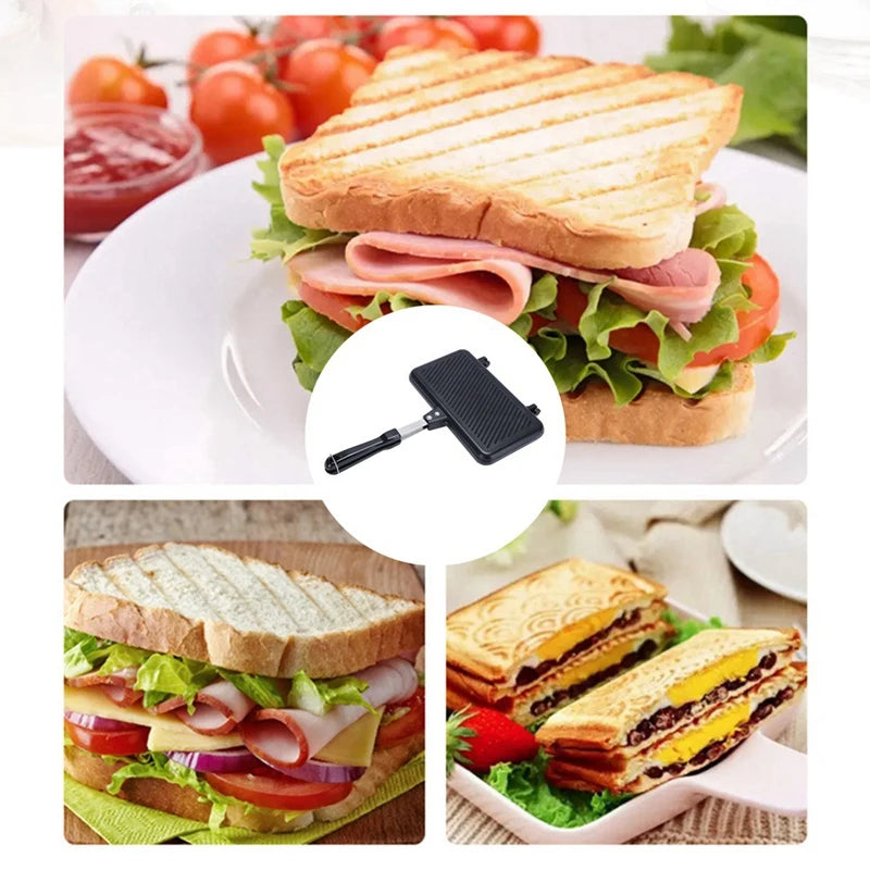 Gas Non-Stick Sandwich Maker Bread Toast Breakfast Machine Pancake Baking Barbecue Oven Mold Mould Grill Frying Pan-A09G