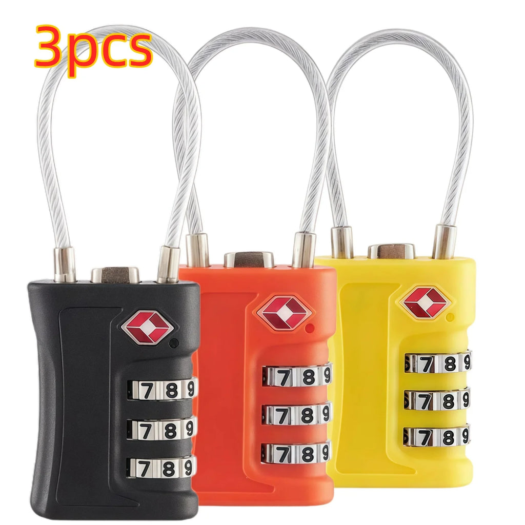 1-4pcs TSA Customs Code Lock for Travel Luggage Password Changeable black Lock Contrast Design Padlock 3 Digit Combination Lock