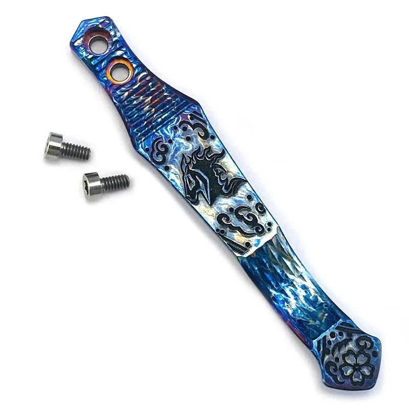 8 Types CNC Knife Titanium Pocket Clip With Screws for Rick Hinderer XM18 XM24 Knives Punisher Cross Horse Head  Claw Pattern